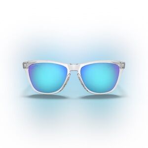 Oakley Frogskin Crystal Clear Prizm Sapphire Frame Glasses with Blue Accents